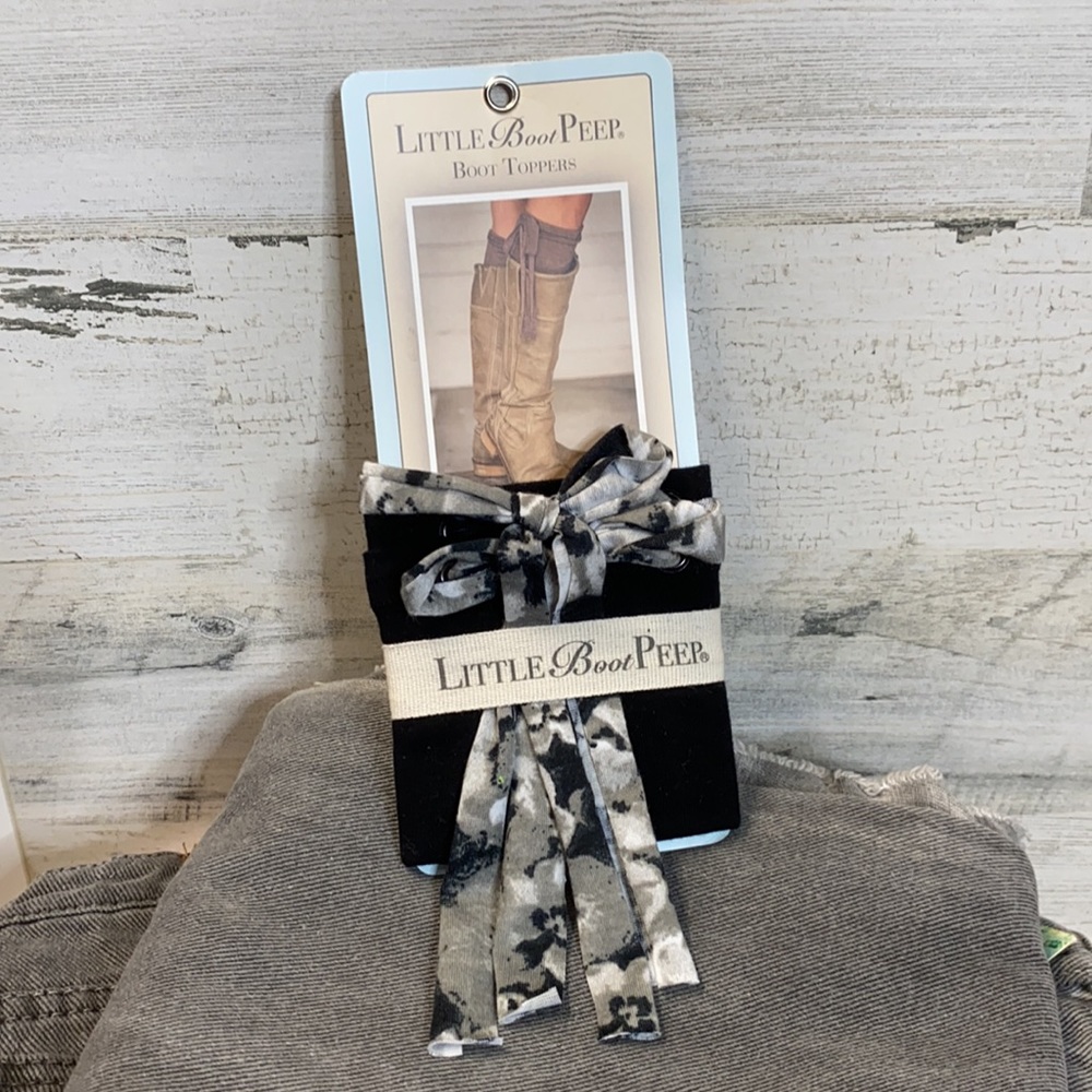Boot Topper Cuffs Grey Floral Little Boot Peep